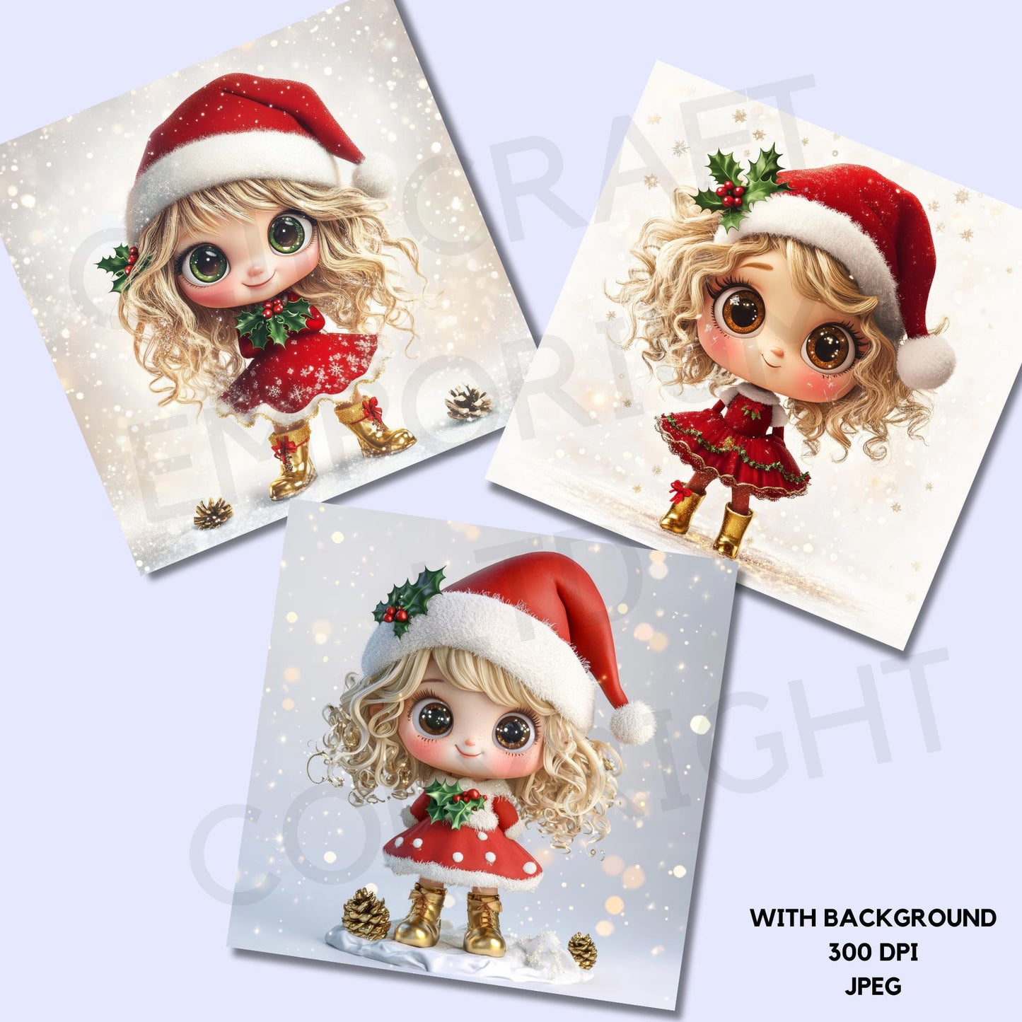 15 Quirky Girl Christmas Clipart