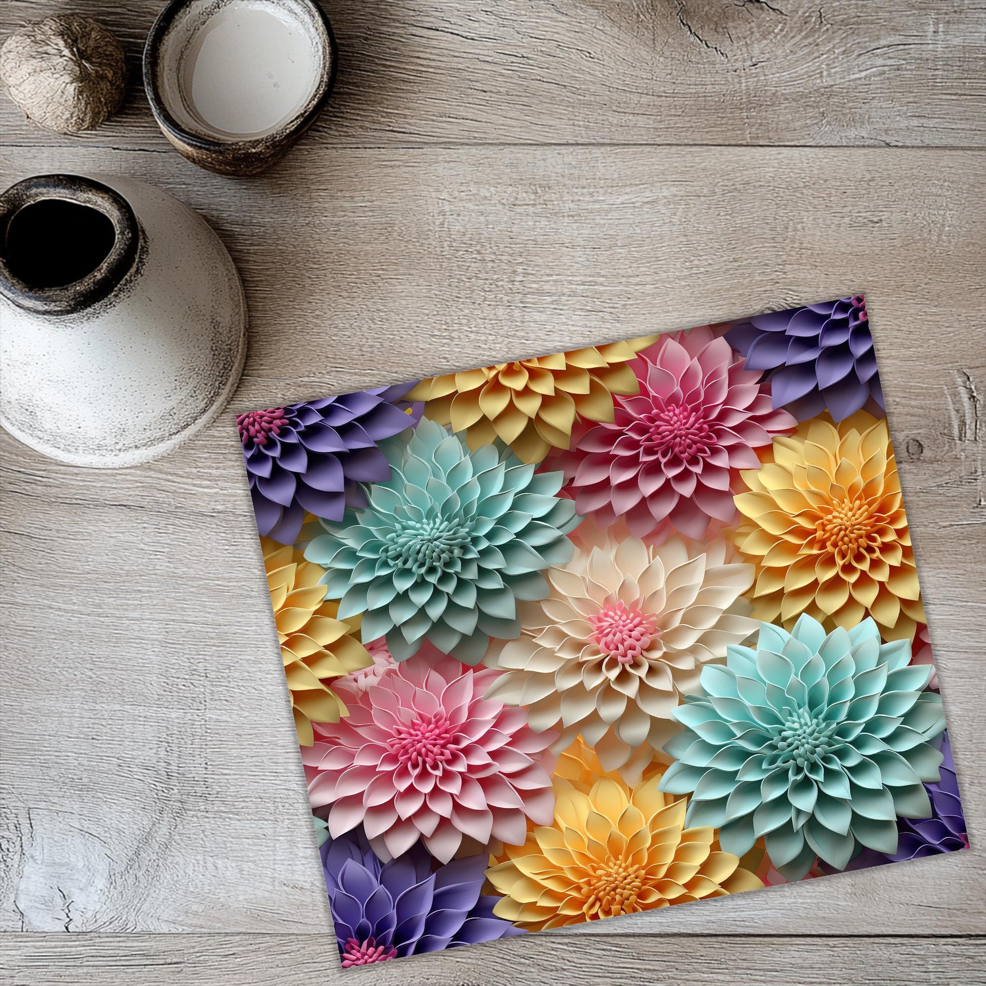 a close up of a paper flower on a table