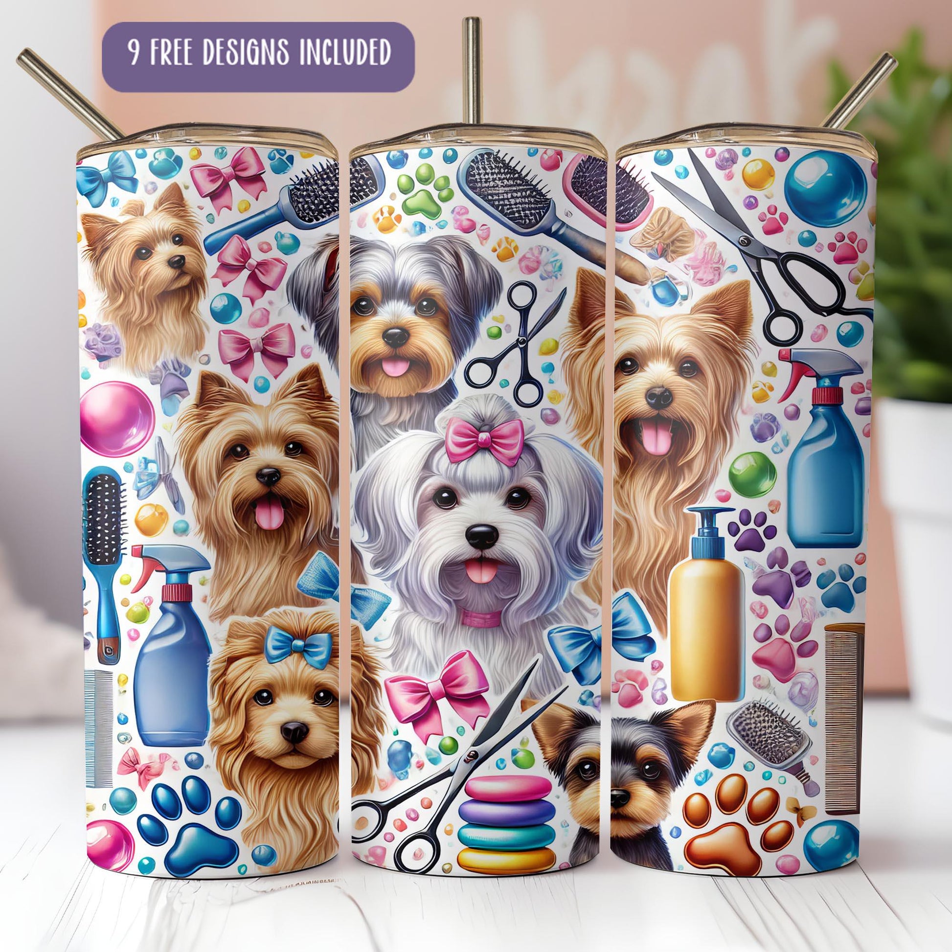 a group of dogs that are on a table