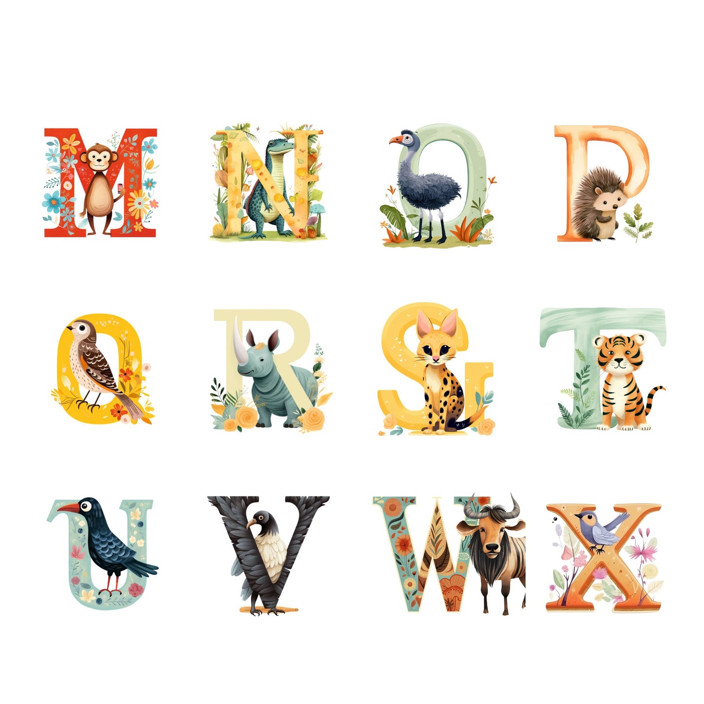 Safari Alphabet Clipart