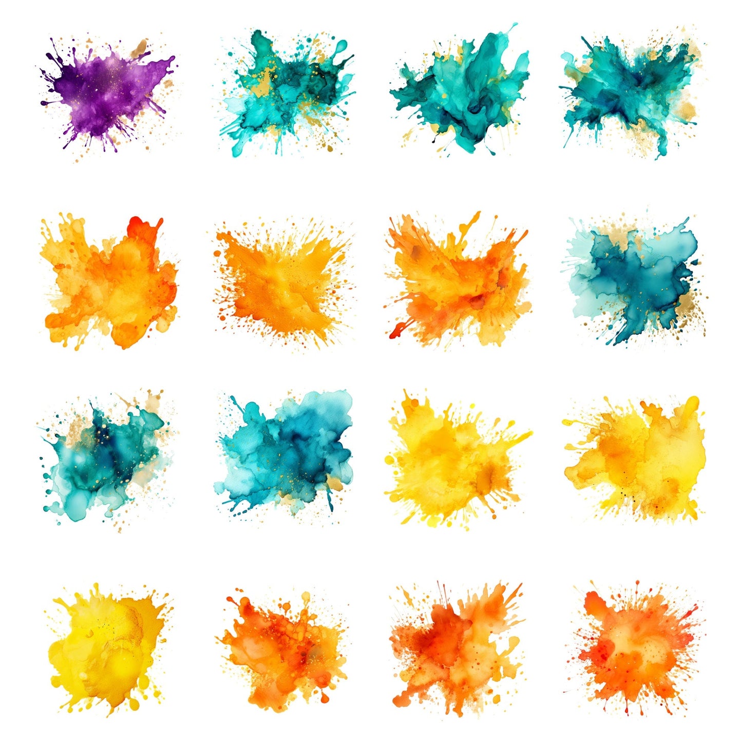 Vibrant watercolor splatter clipart