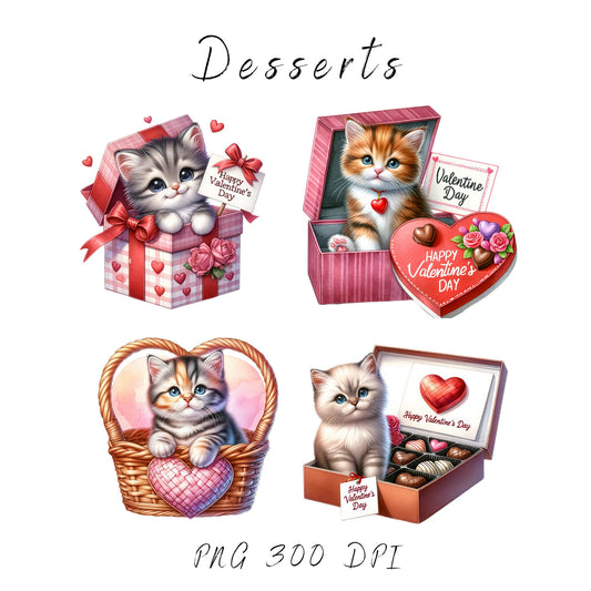Valentines Kittens Clipart