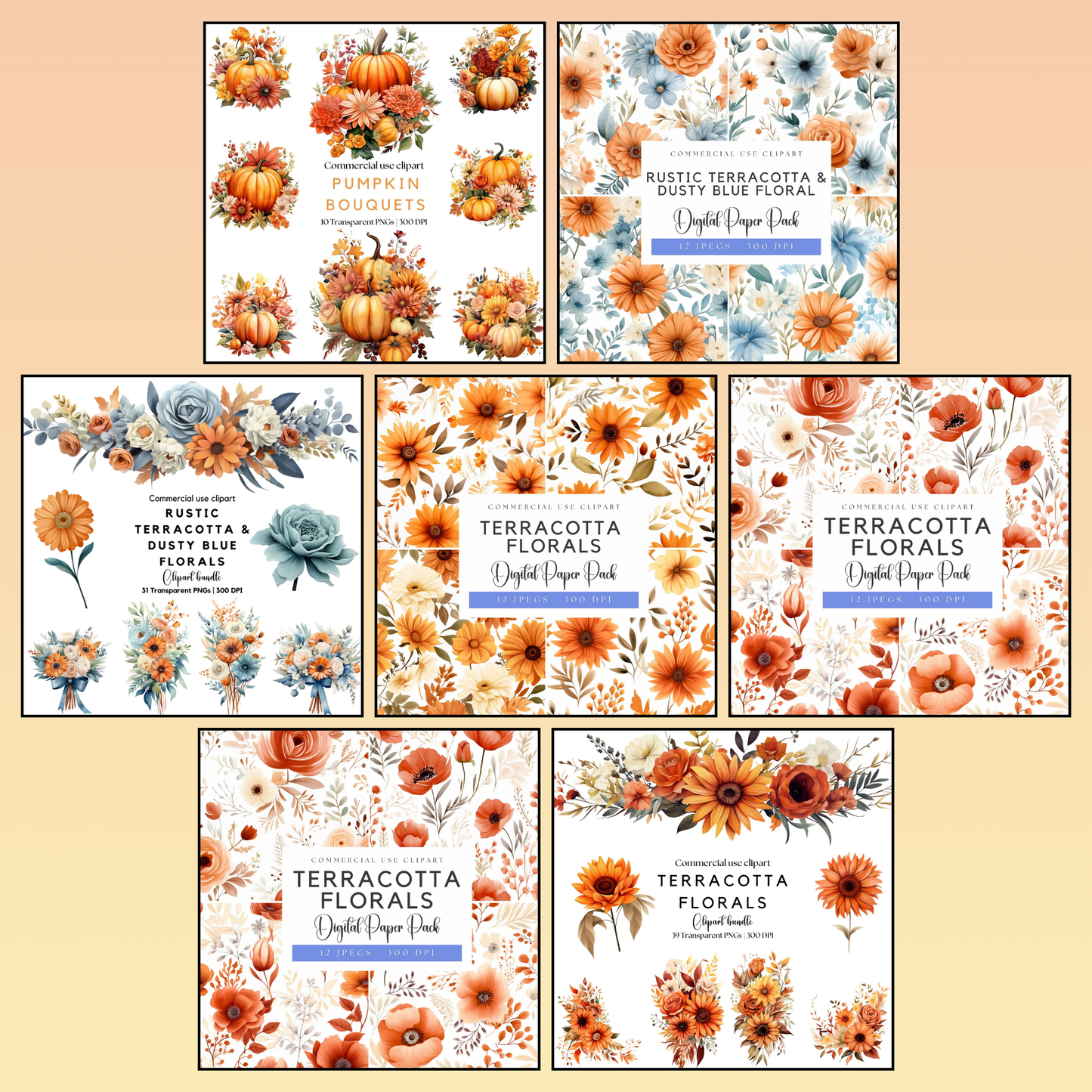 Watercolor Fall and Halloween Clipart Mega Bundle
