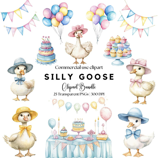 Silly Goose with Balloon Clipart