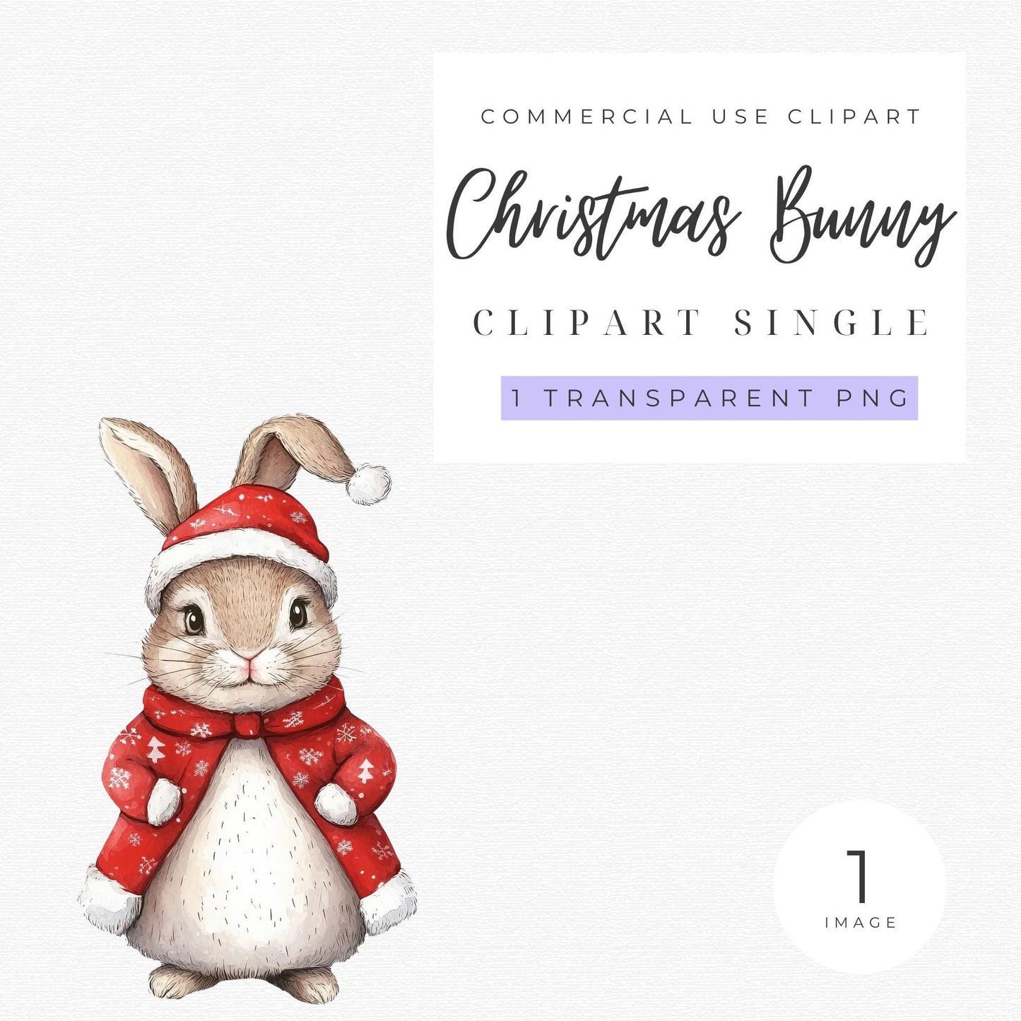 Watercolor Christmas Bunny Clipart