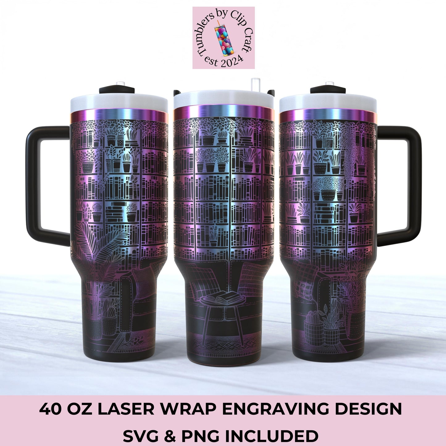 a couple of purple and black coffee mugs sitting next to each other