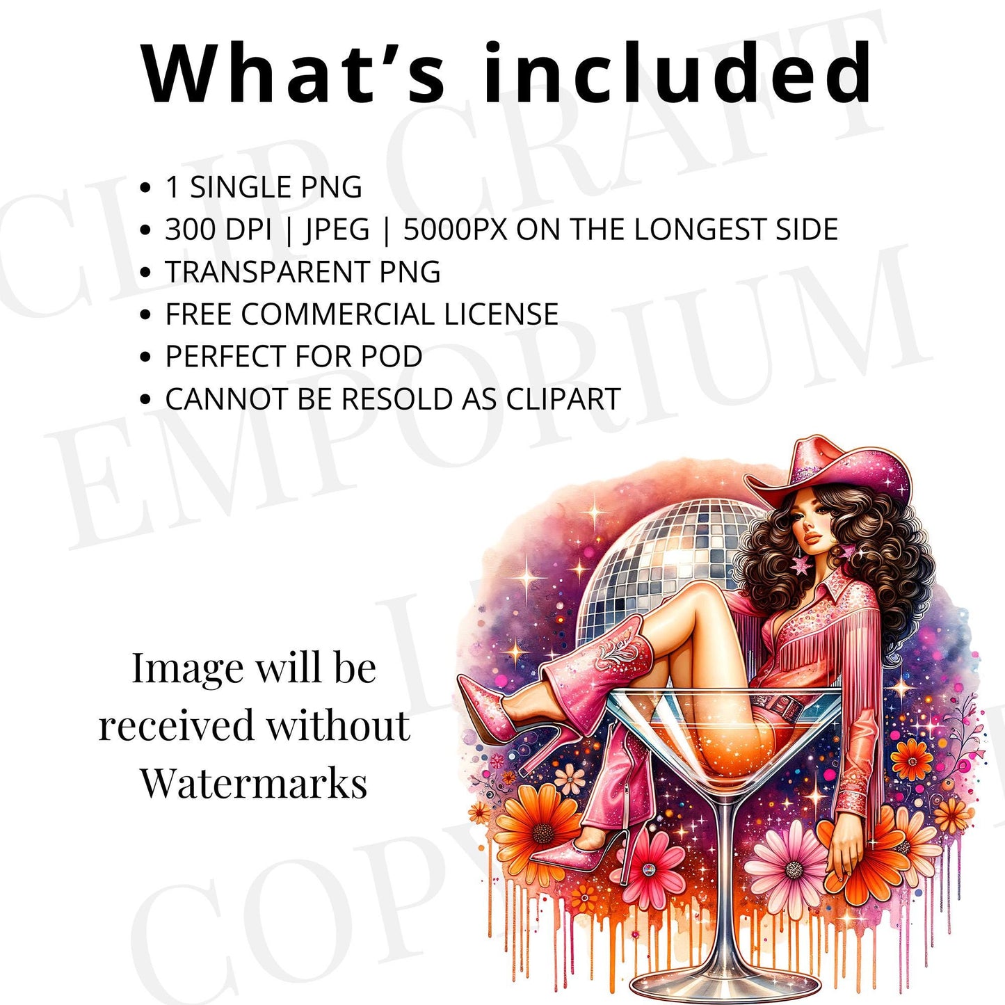 Cowgirl Martini Glass PNG