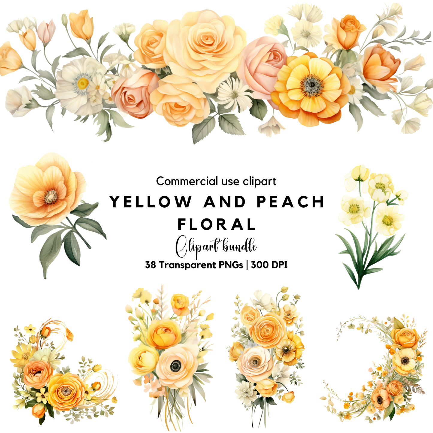 a bunch of flowers that are yellow and peach