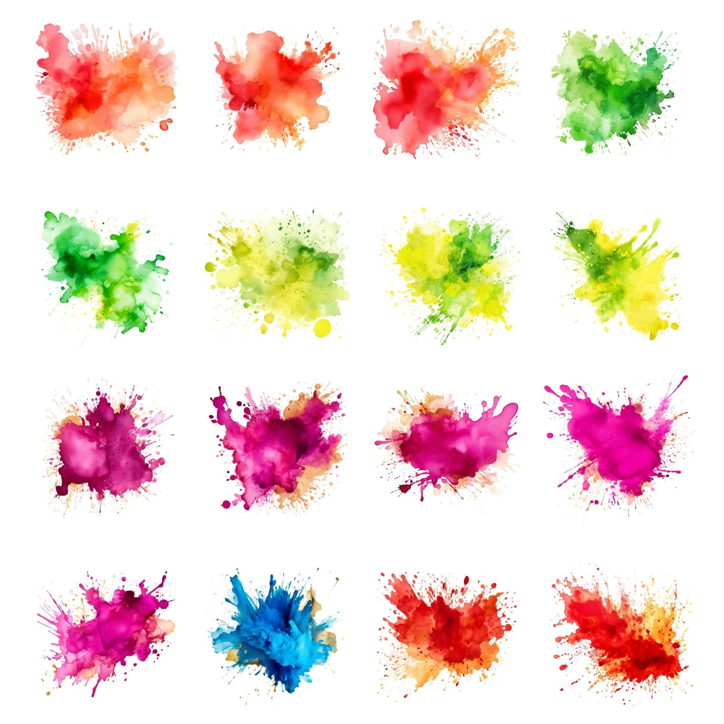 Vibrant watercolor splatter clipart