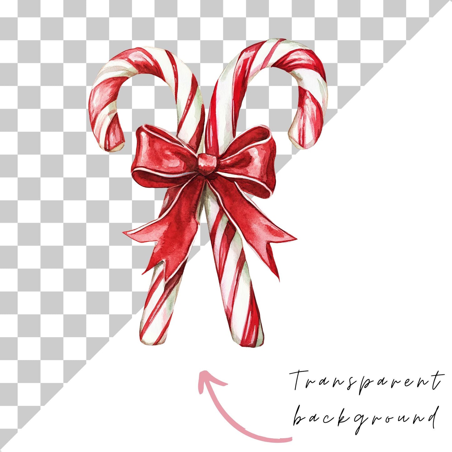Candy Cane with Bow Clipart