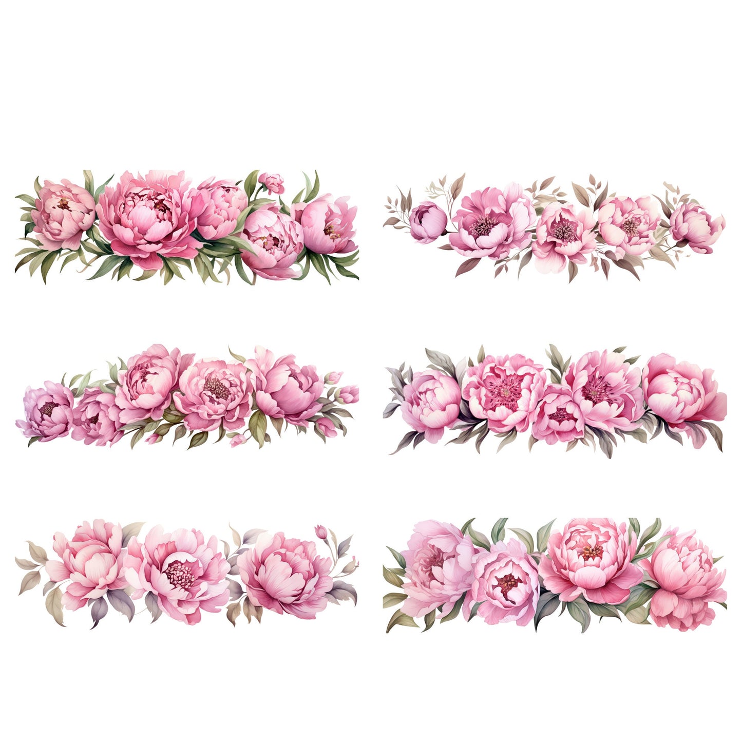 Watercolor Dusty Pink Peony Clipart