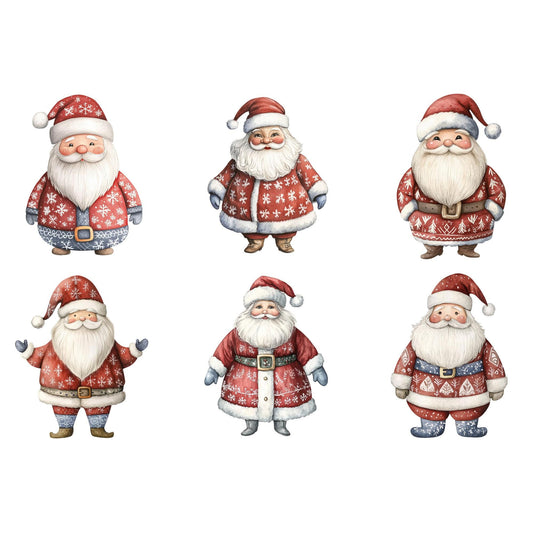 Watercolor Folk Santa Clipart