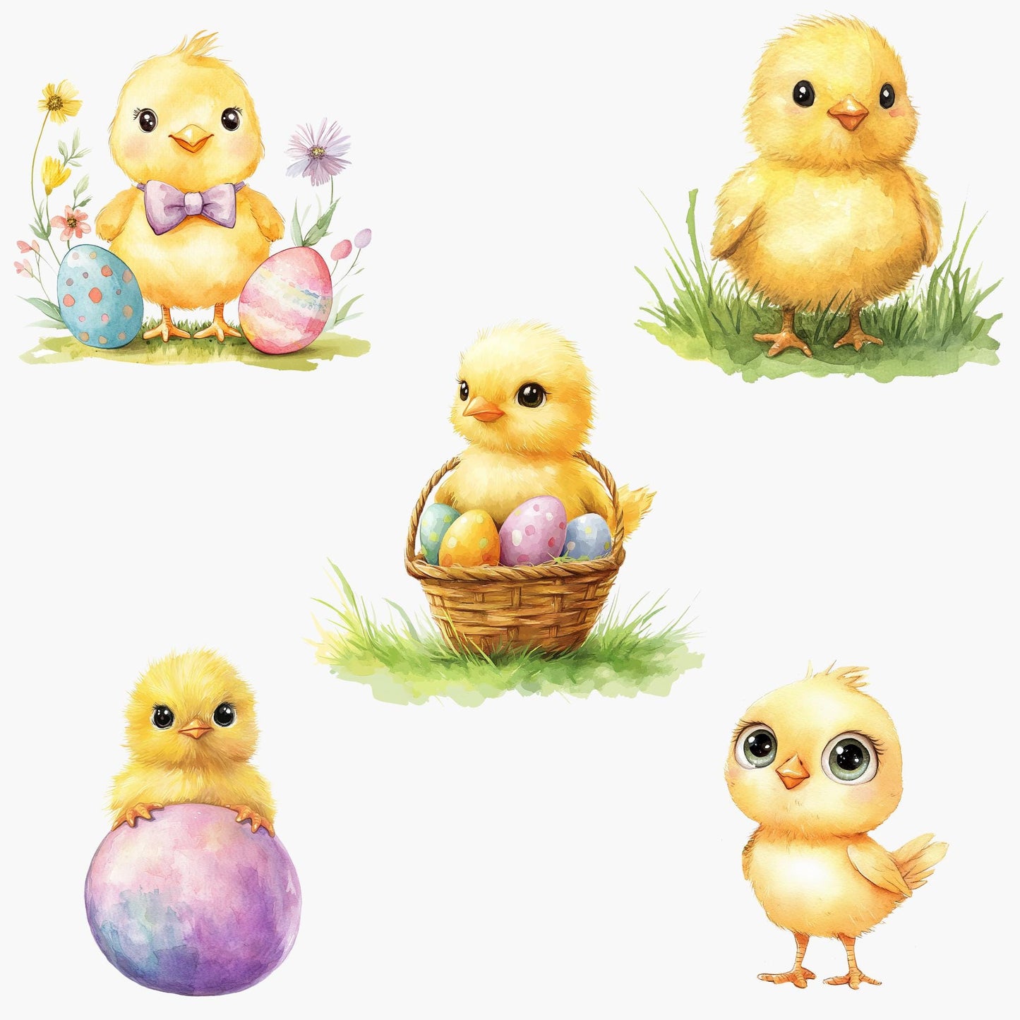 Easter Chicks and Lambs Clipart