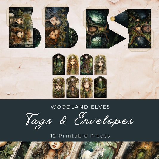 Woodland Elve Junk Journal Tags & Envelopes