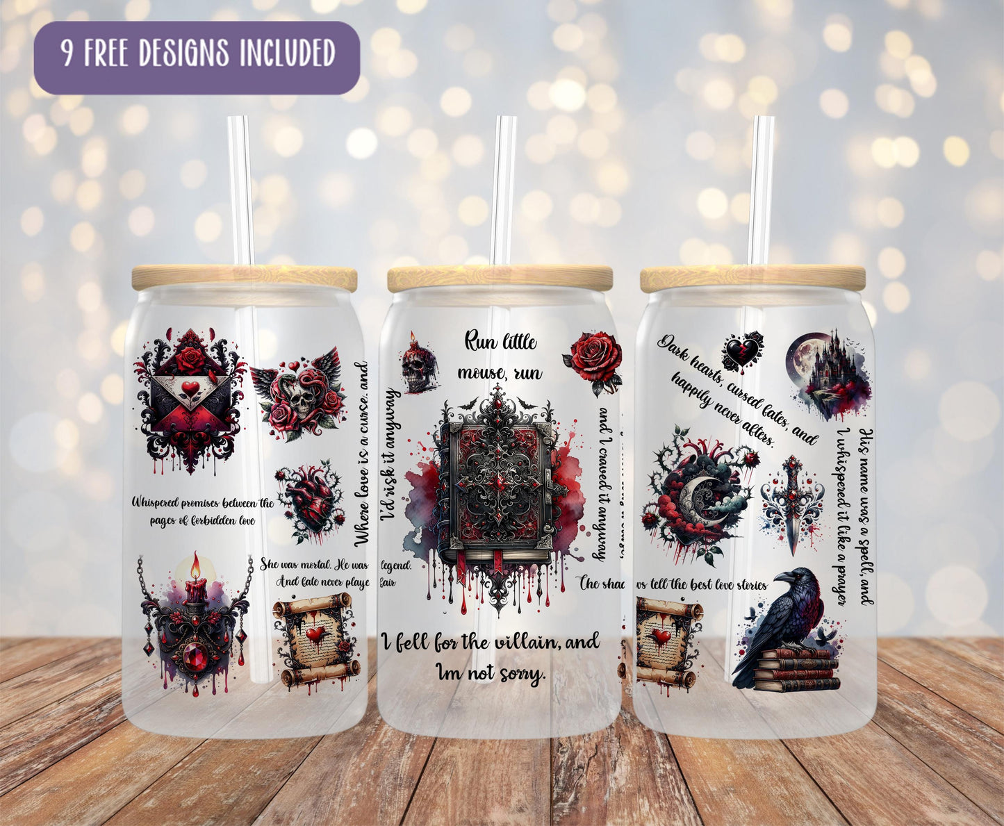 a couple of cups sitting on top of a wooden table