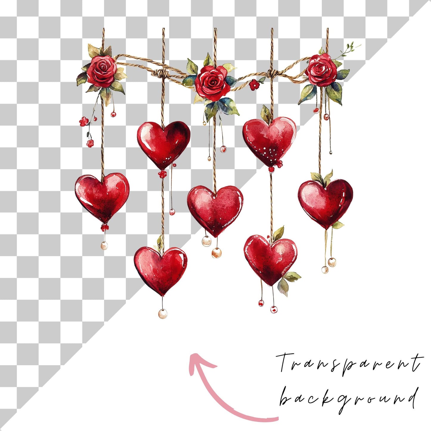 Clipart de corazones colgantes