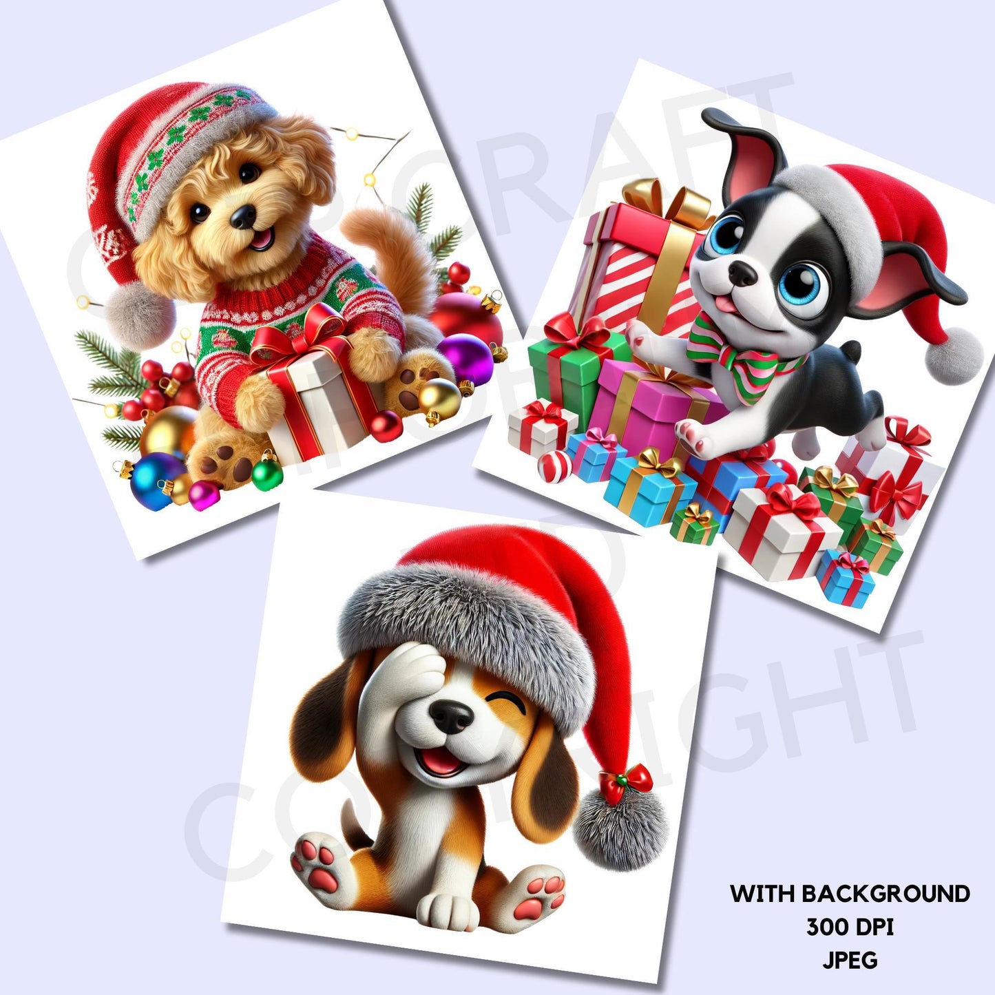 15 Quirky Christmas Dogs Clipart