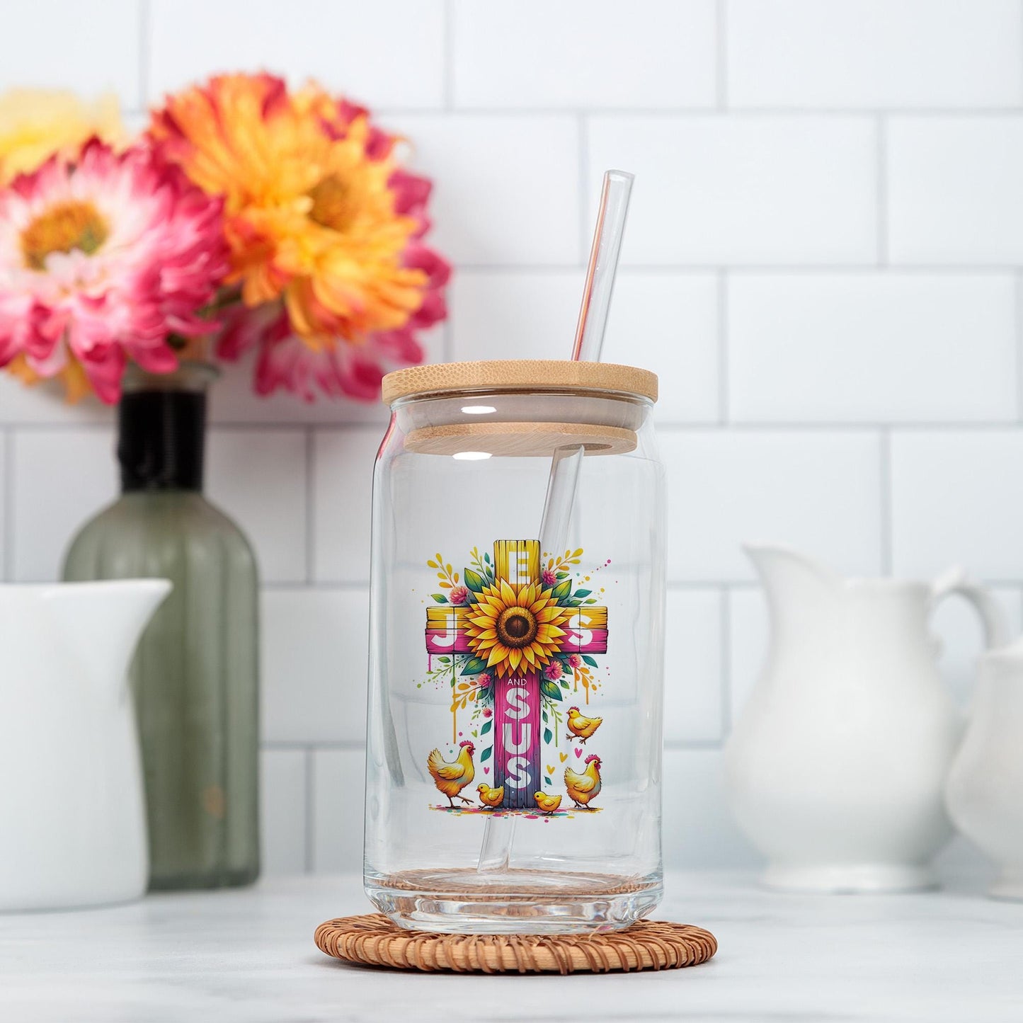 Jesús y los pollos PNG