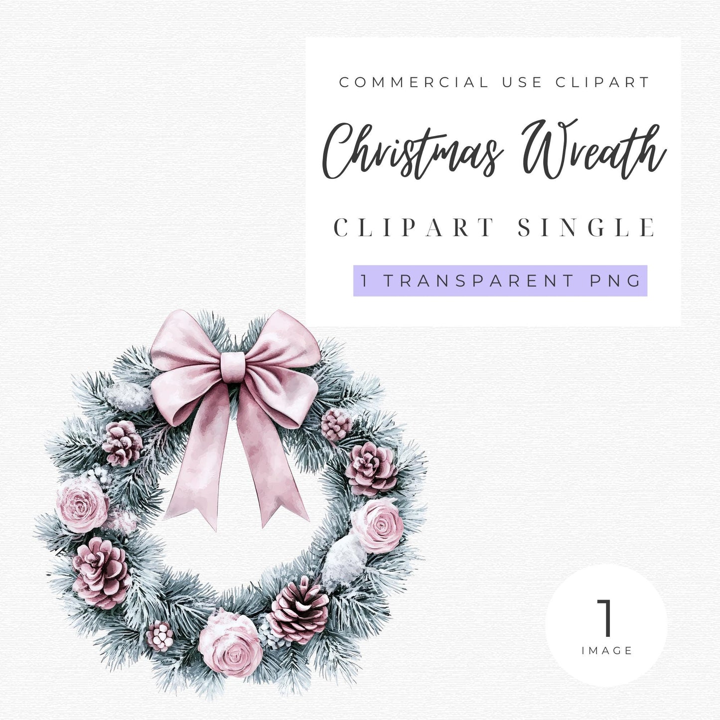 Clipart de corona navideña rosa preppy