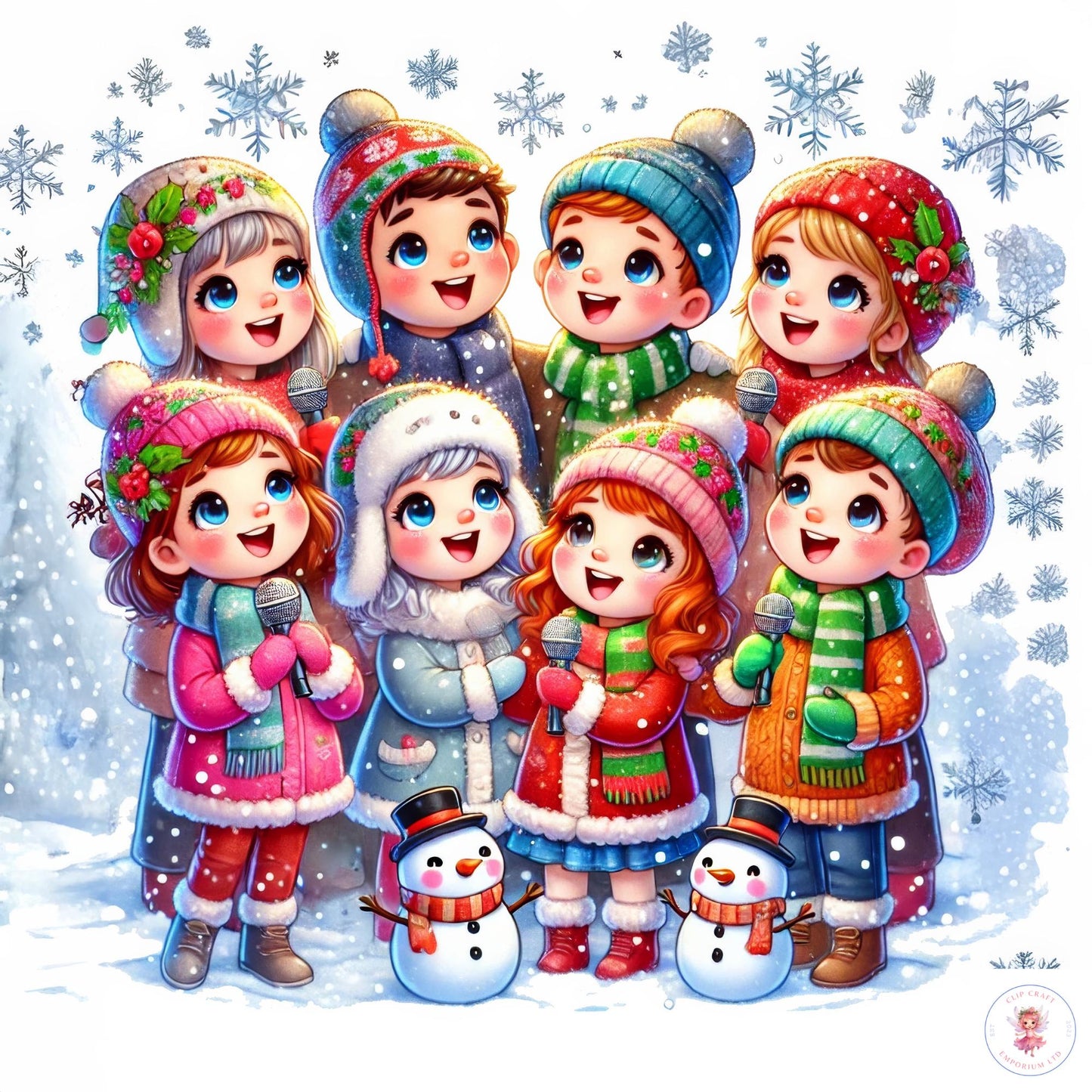 6 Christmas Caroler Clipart