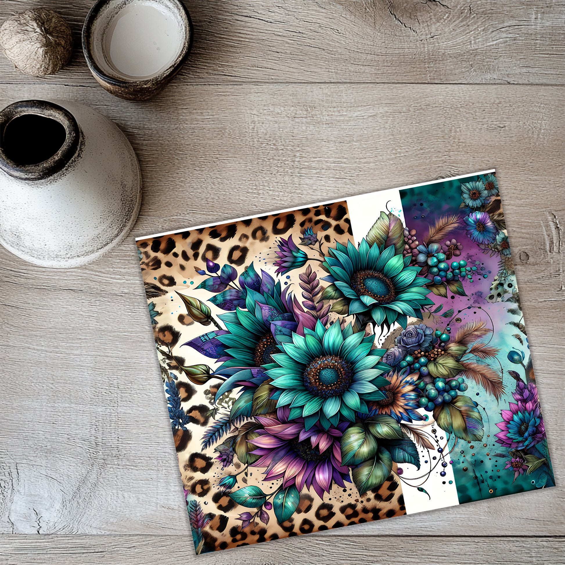 a picture of a leopard print with flowers on it