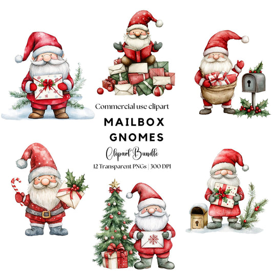 Christmas Mailbox Gnome Clipart
