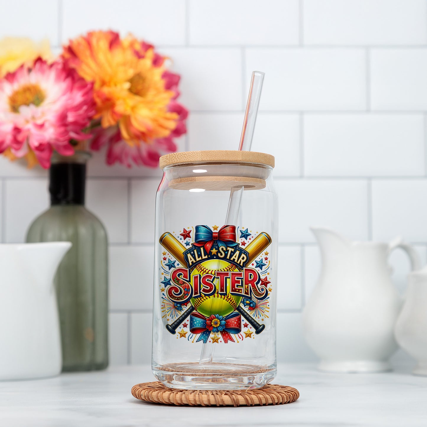 All Star Sister PNG – Patriotic Softball Sublimation Design for Game Day Shirts