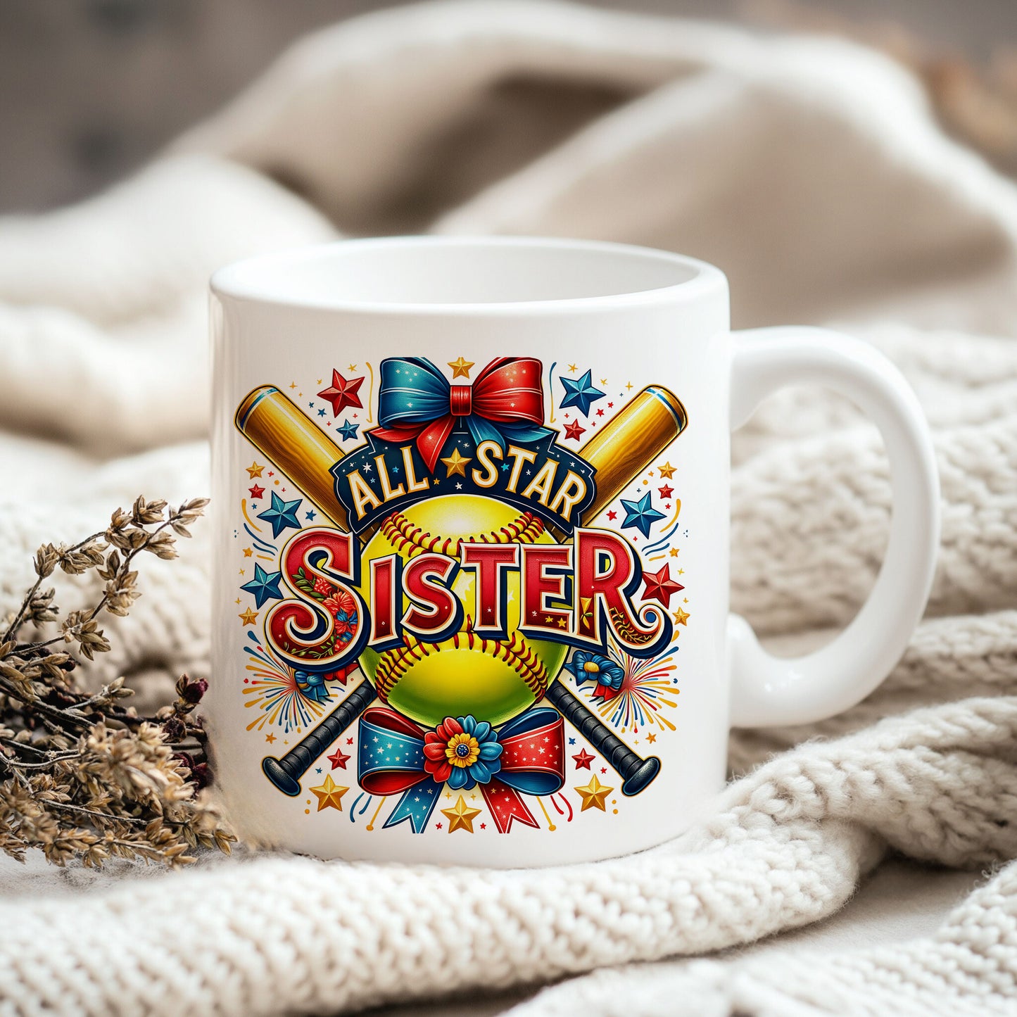 All Star Sister PNG – Patriotic Softball Sublimation Design for Game Day Shirts