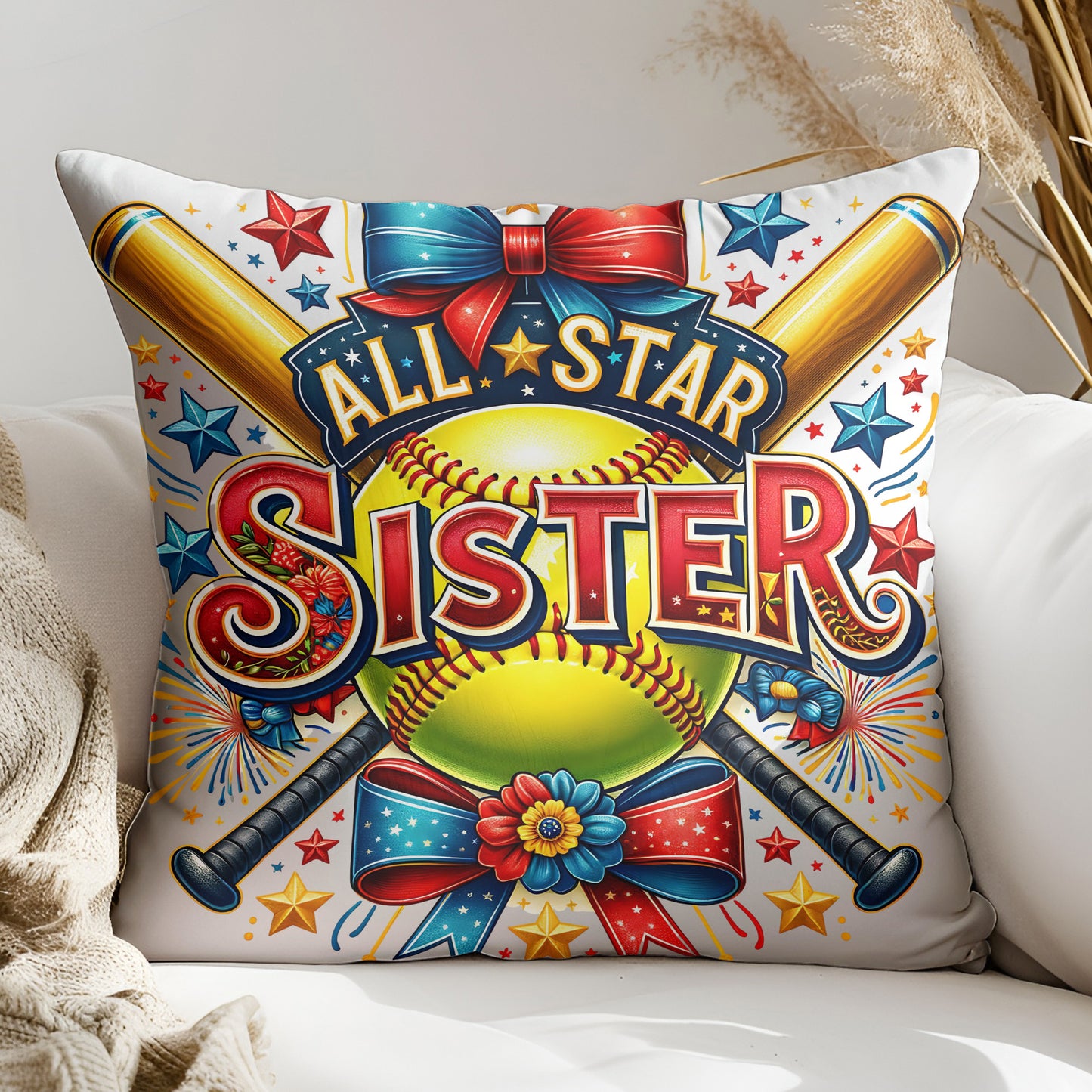 All Star Sister PNG – Patriotic Softball Sublimation Design for Game Day Shirts
