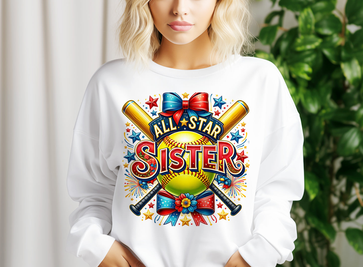 All Star Sister PNG – Patriotic Softball Sublimation Design for Game Day Shirts