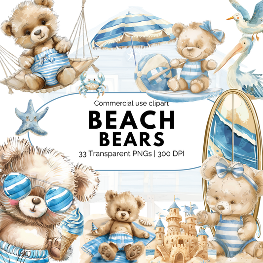 Lindos osos de playa clipart