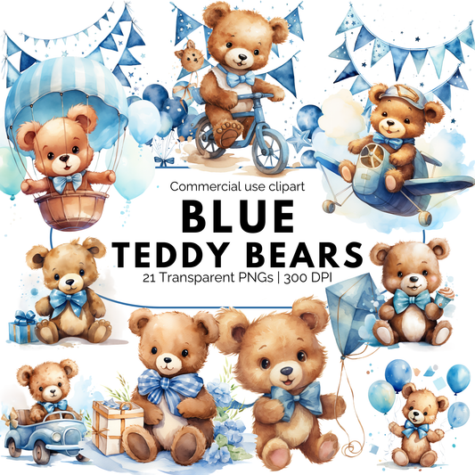 Clipart de oso de peluche en acuarela