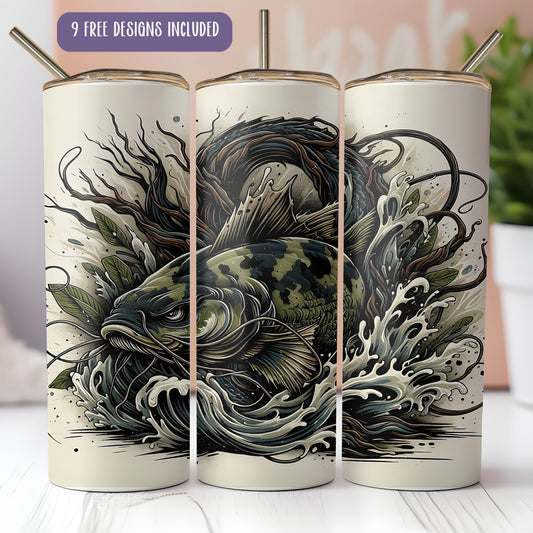 Catfish Tumbler Wrap PNG | Lake Life Fishing Sublimation