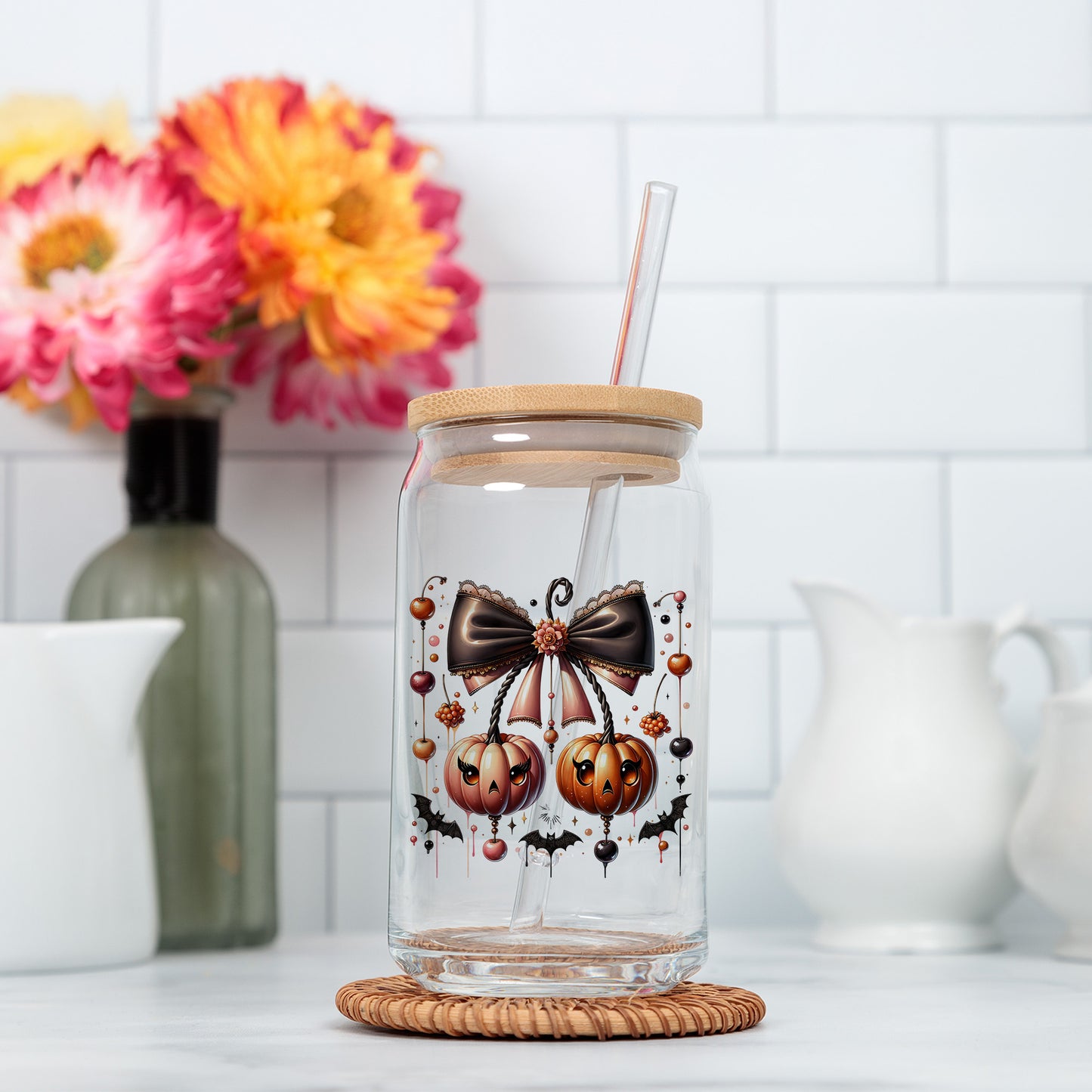 Cherries Pumpkin PNG – Coquette Fall Sublimation with Bows, Pumpkins & Cherries