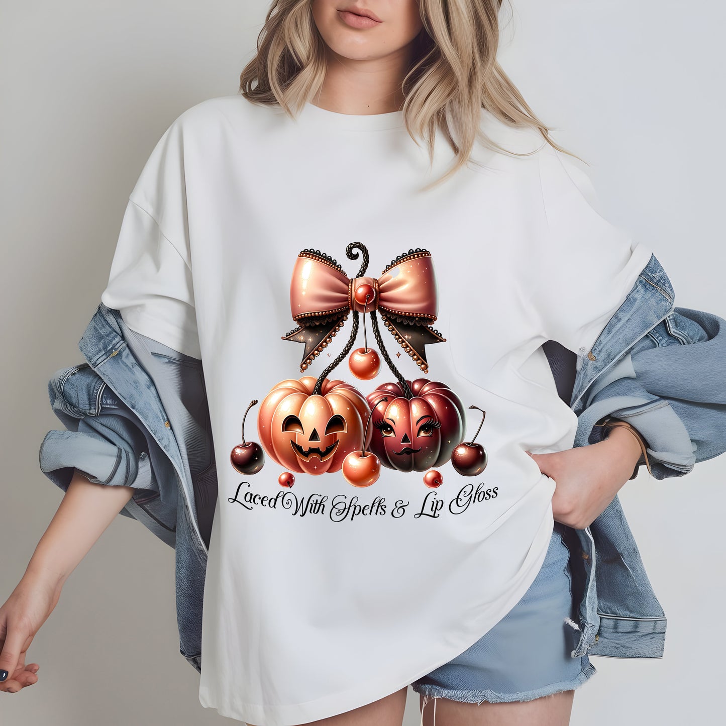 Cherries Pumpkin PNG – Coquette Fall Sublimation with Bows, Pumpkins & Cherries