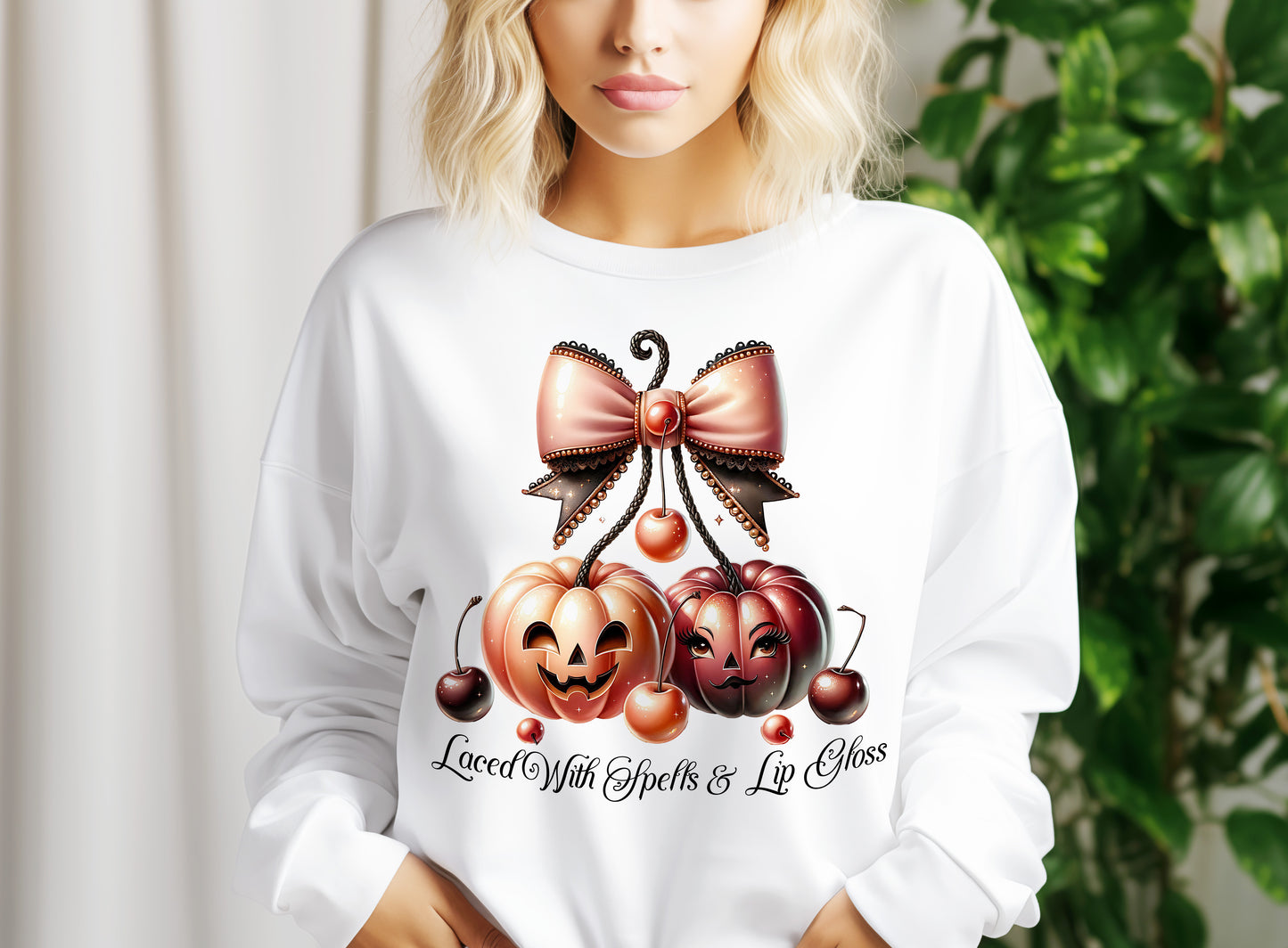 Cherries Pumpkin PNG – Coquette Fall Sublimation with Bows, Pumpkins & Cherries