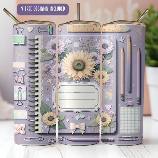 Composition Teacher Tumbler Wrap PNG – 20oz Skinny Sublimation Design for Back to School