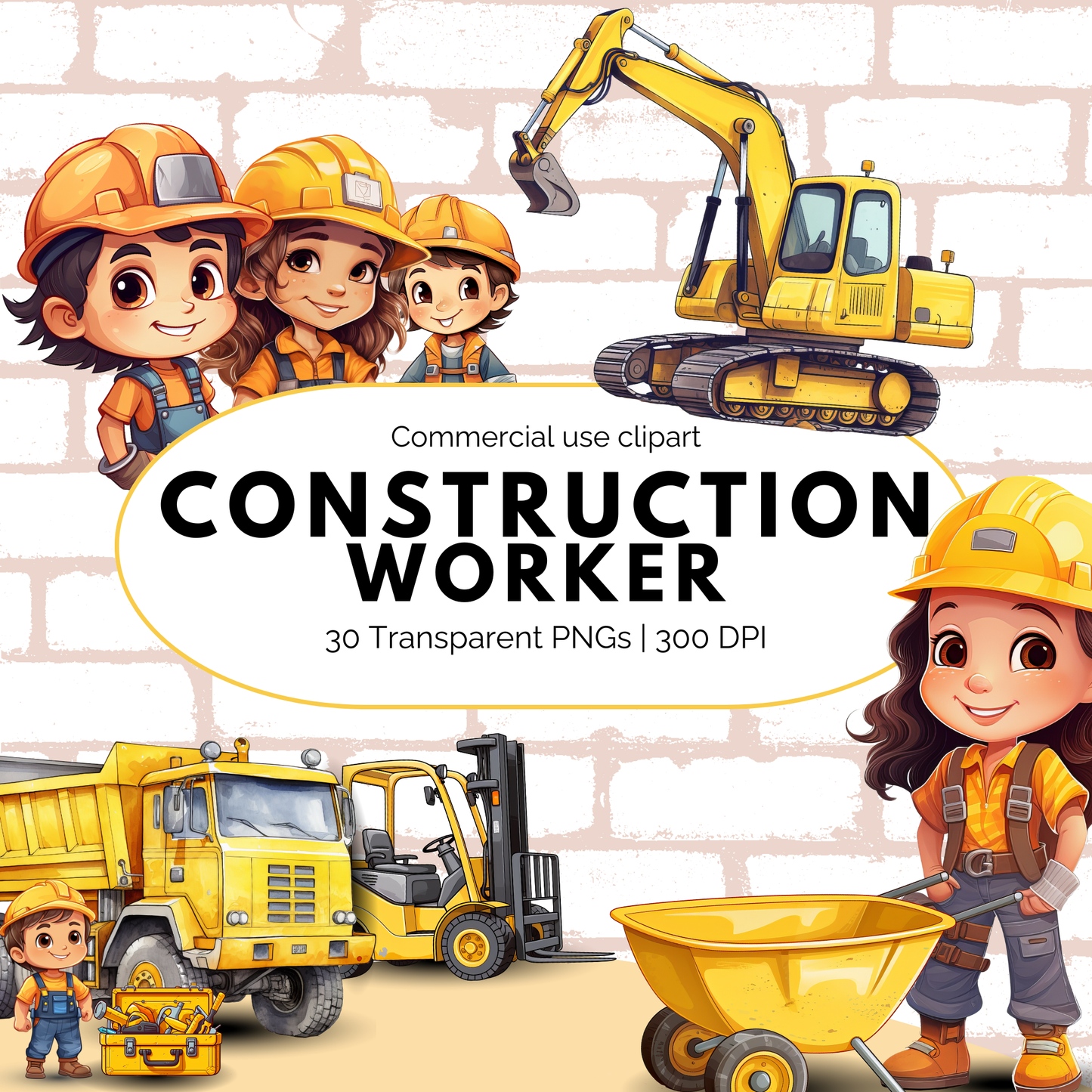 Watercolor Construction worker Clipart