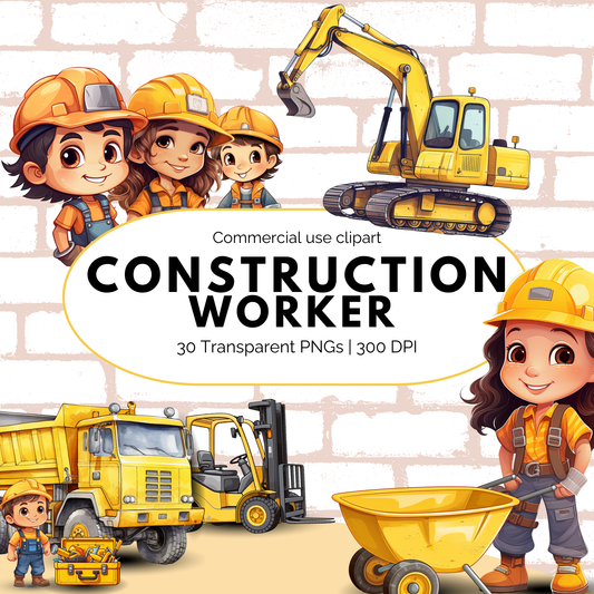 Clipart de trabajador de la construcción en acuarela