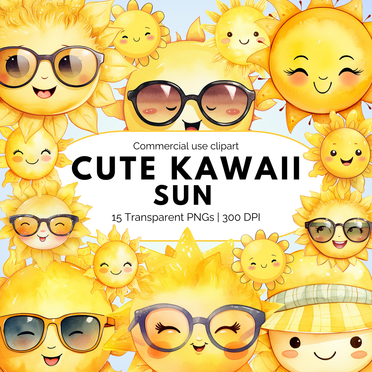 Lindo clipart de sol kawaii