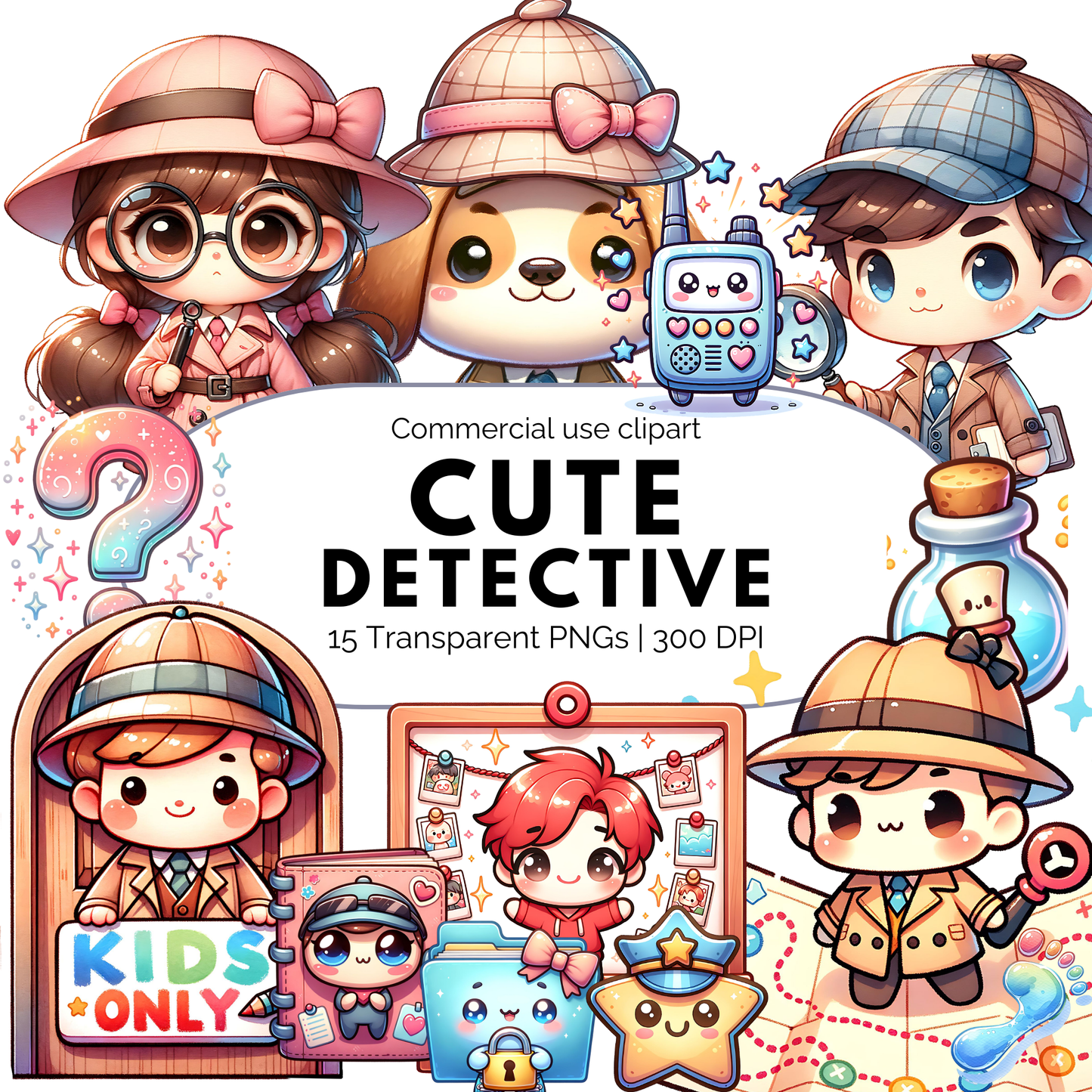 Clipart de detective lindo