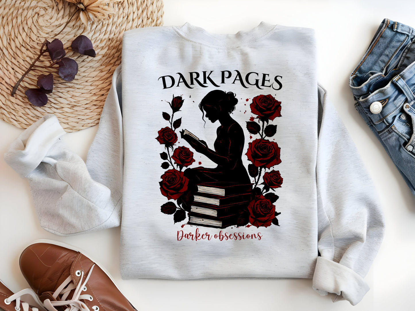 Dark Romance PNG – Gothic Book Lover Sublimation Design for Smut & Book Club Readers