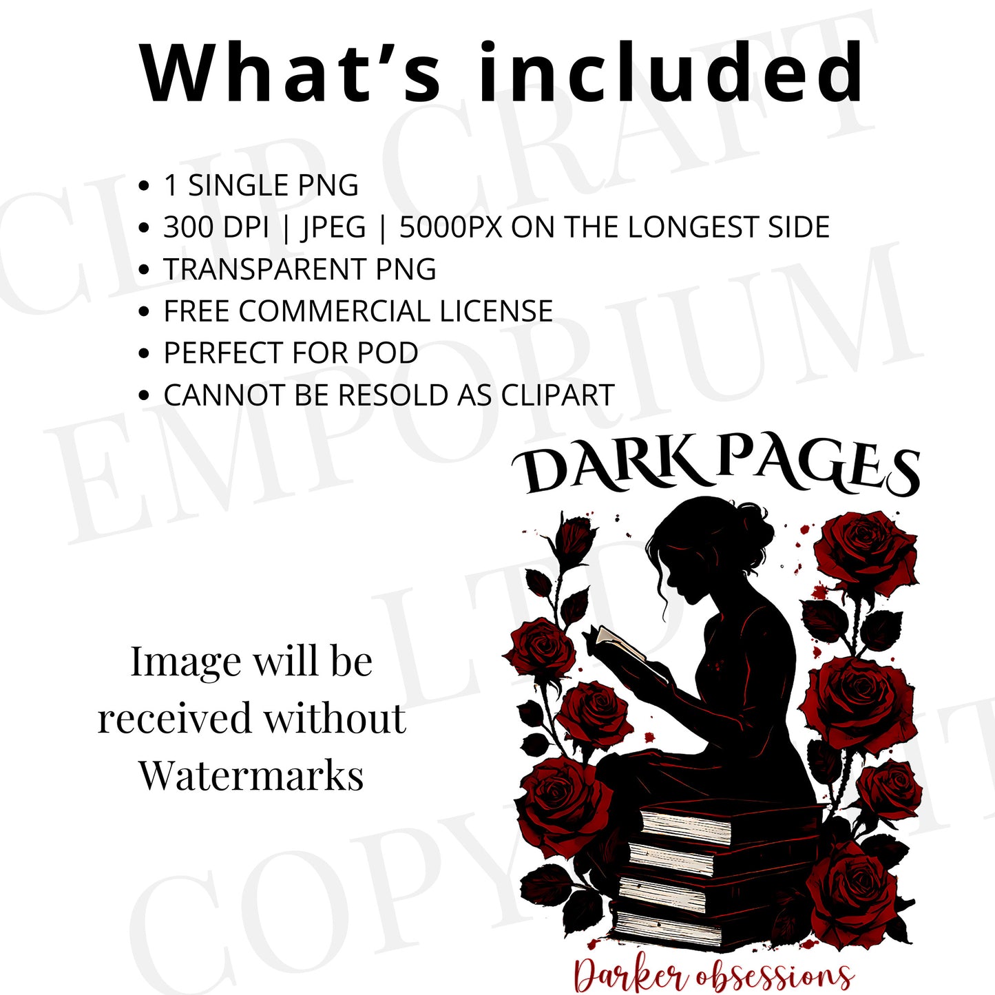 Dark Romance PNG – Gothic Book Lover Sublimation Design for Smut & Book Club Readers