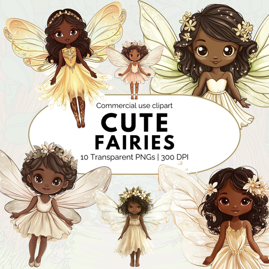 Clipart de hada de piel oscura linda