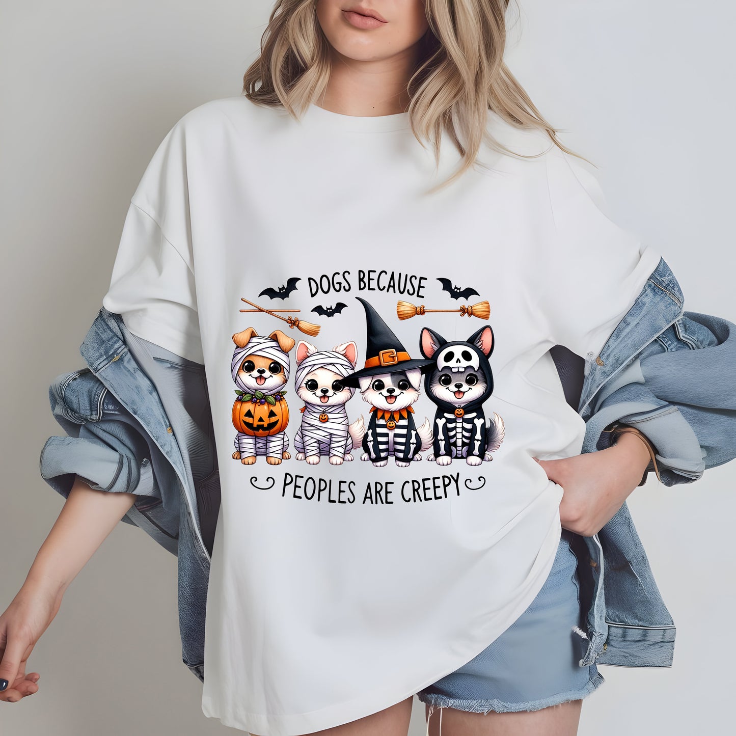 Dogs Because People Are Creepy PNG – Funny Halloween Ghost Dog Sublimation Clipart