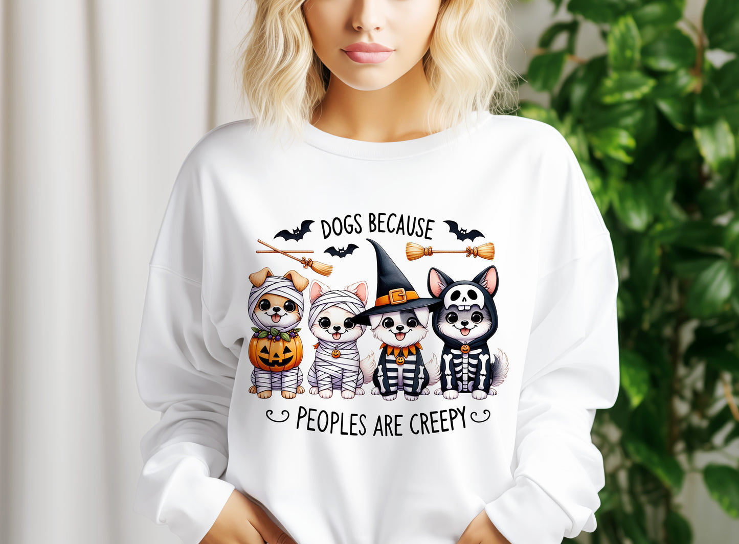 Dogs Because People Are Creepy PNG – Funny Halloween Ghost Dog Sublimation Clipart