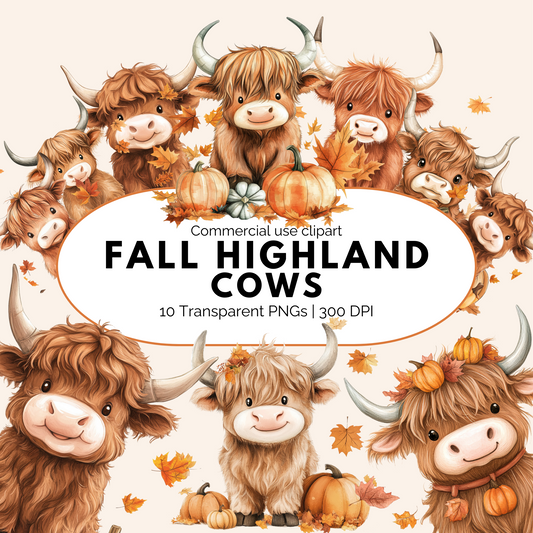 Fall Highland Cow Clipart