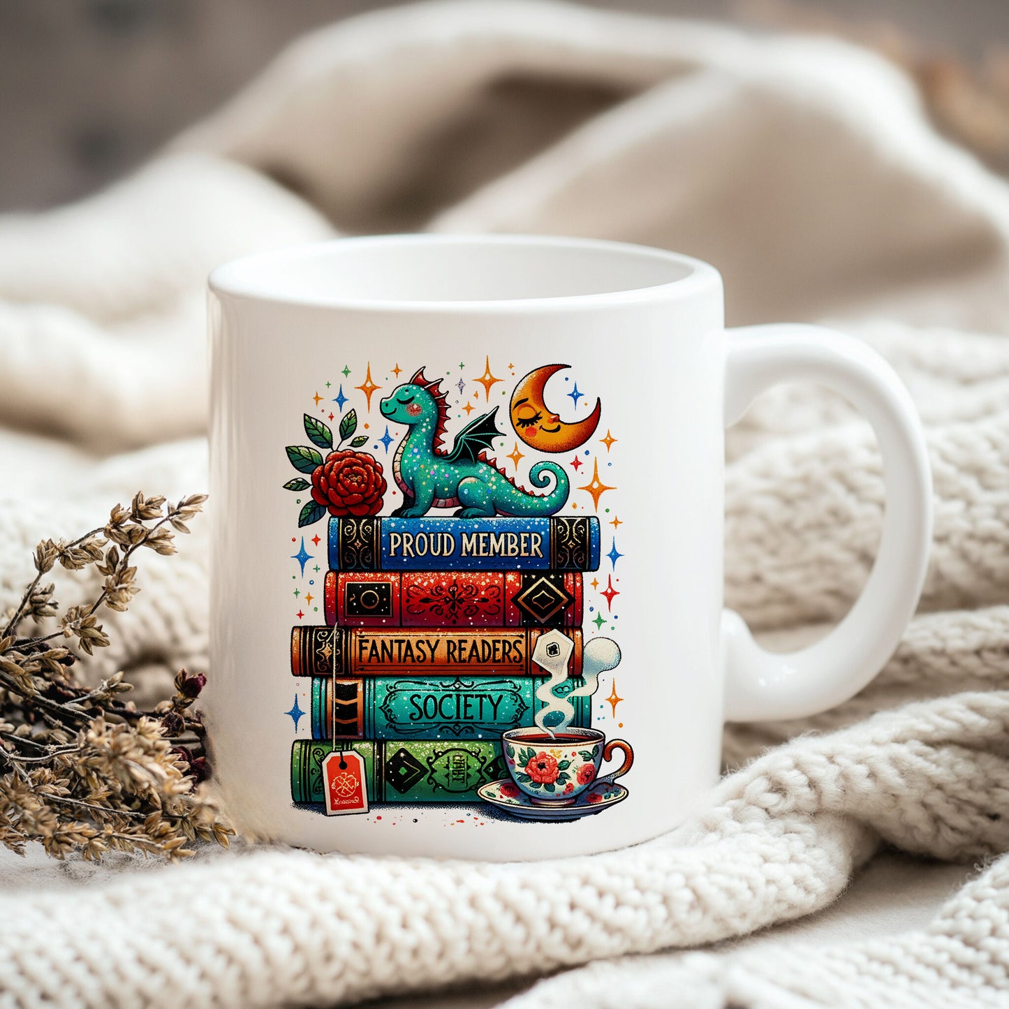 Fantasy Readers Society PNG – Romantasy Book Lover Sublimation Design for Shirts, Mugs & More