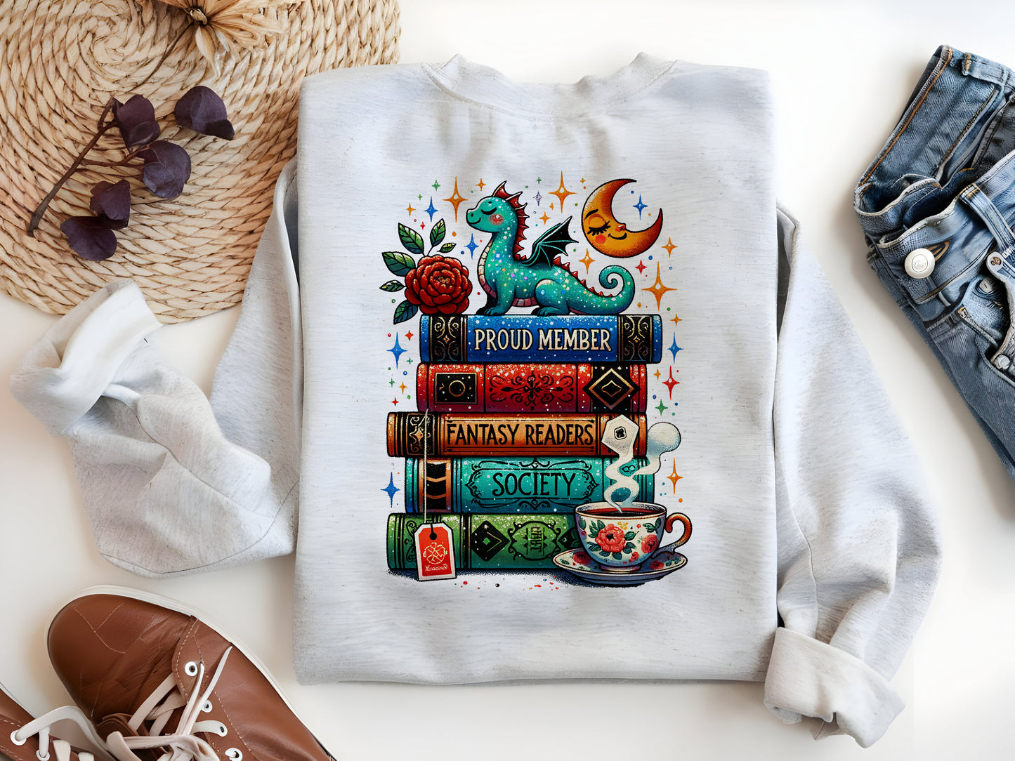 Fantasy Readers Society PNG – Romantasy Book Lover Sublimation Design for Shirts, Mugs & More