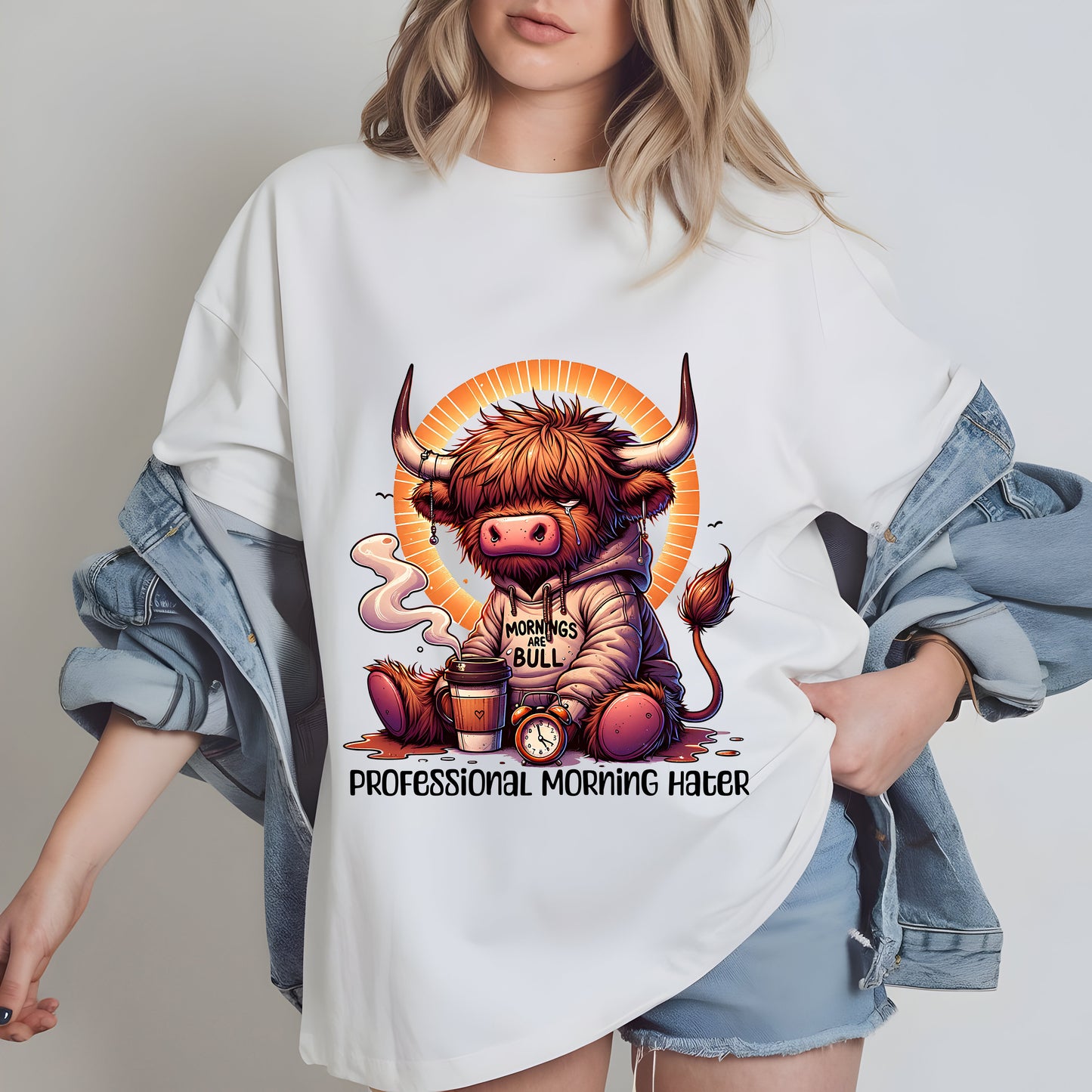 Grumpy Highland Cow PNG | Espresso Yourself Funny Farm Clipart